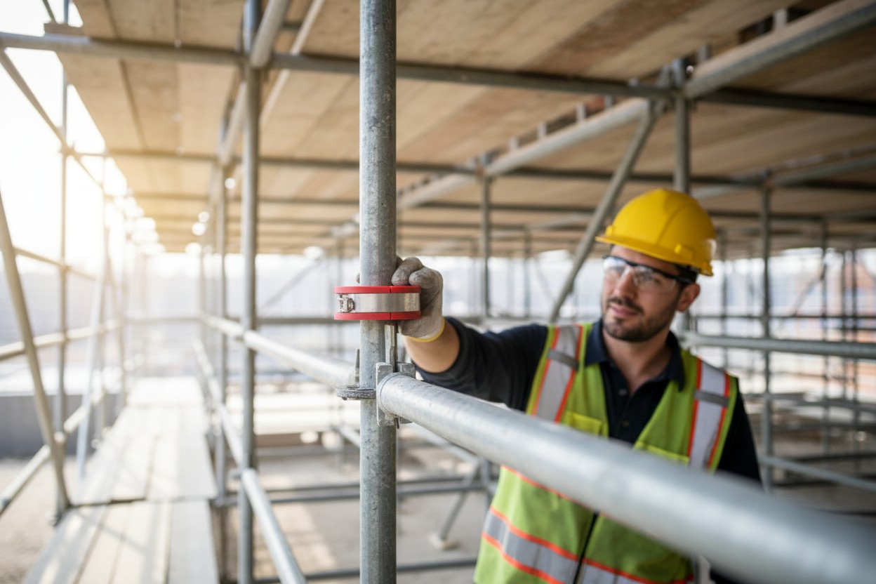 Safe T Point&trade; Scafflock locking device on scaffold tube