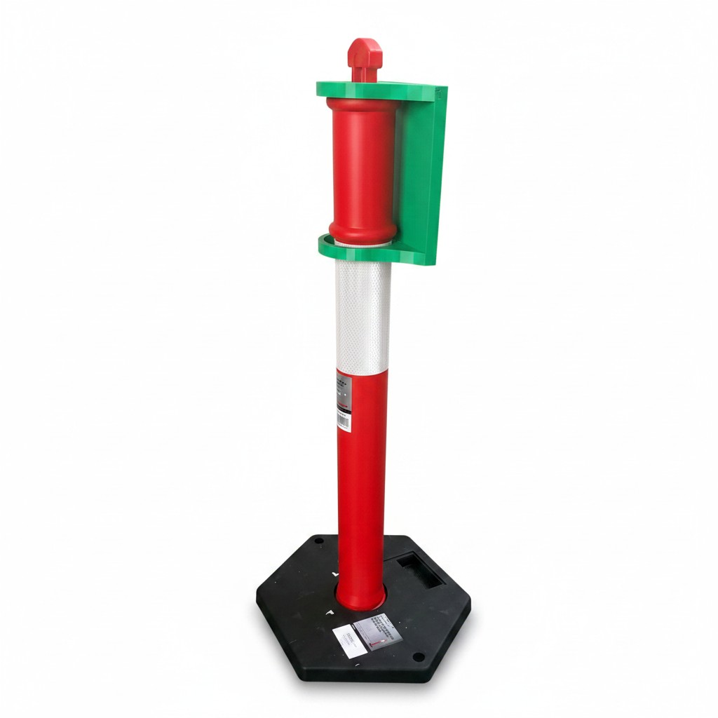 Safe T Point reflective bollard with signage mount